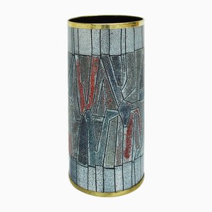 Enameled Metal and Brass Umbrella Stand by Siva Poggibonsi for Siva, Italy, 1960s
