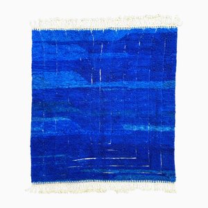 Marokkanischer Modern Beni Ourain Handgewebter Blauer Teppich