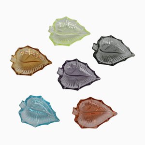 Assiettes en Forme de Feuille en Vitrail, 1970s, Set de 6