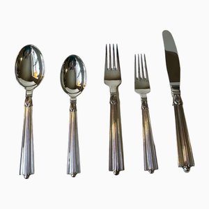 Art Deco Danish Cutlery Set by Borgstrøms Sølvvarefabrik, 1940s, Set of 65