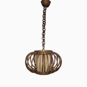 Lampe à Suspension Vintage en Rotin, 1970s