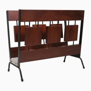 Mid-Century Zeitschriftenständer aus Teak & Metall, Niederlande, 1970er