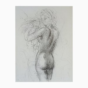 Henri Fehr, Jeune femme nue de dos, Bleistift auf Papier