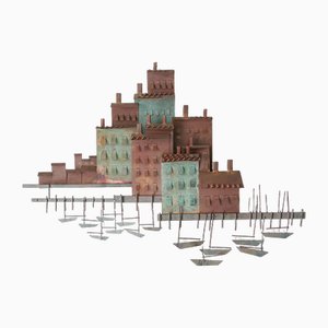 Scultura da parete brutalista Mid-Century nel porto di Venezia di Curtis Jeré per Artisan House, USA, 1972