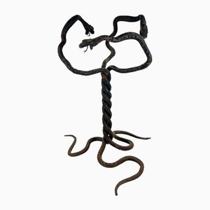 Support Serpent Antique Décor Gothique en Fonte, 1890s