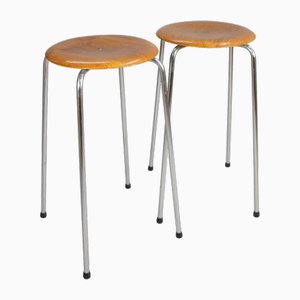 Bar Stools in Teak and Steel, 1950s, Set of 2