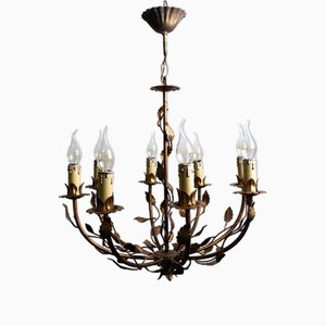 Plant Chandelier in Gold Metal, 1960