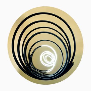 Mark Beattie, White Neon in Black Spiral, 2023