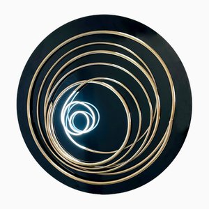 Mark Beattie, White Neon in Gold Spiral, 2023