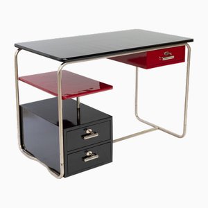 Bauhaus Painted Red and Black Desk, 1930s