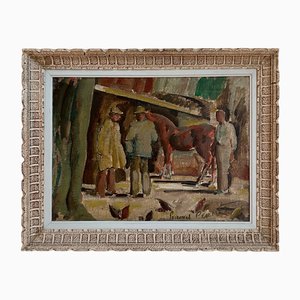 Percival Pernet, Marchands de chevaux, 1916, huile sur toile, encadrée