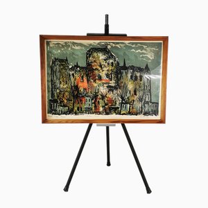 Artiste français, Maisons, Paris, 1960s, Lithographie, Encadré