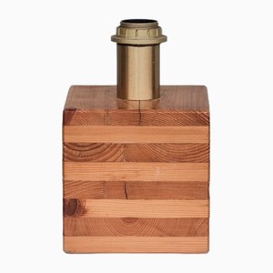 Quadratische italienische Mid-Century Tischlampe aus Kiefernholz, 1980er