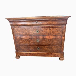 French Louis Philippe Walnut Chest of Drawers with Walnut Burl Veneer