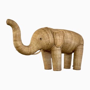 Vintage Round Reed Elephant, 1960s
