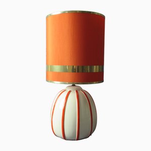 Italian Ceramic Table Lamp with Fabric Lampshade, 1960s