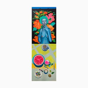 Natasha Lelenco, Large Nude Portrait with Still Life: Sister, 2023, Dibond