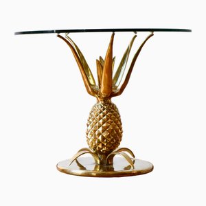 Hollywood Regency Sculptural Pineapple Coffee Table in Brass and Glass, Paris, France, 1970s