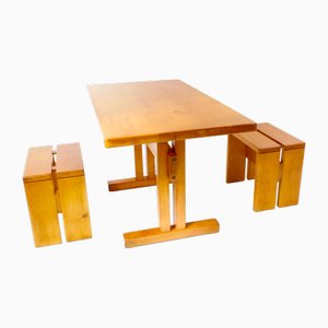 Mobilier de Salle à Manger Vintage par Charlotte Perriand, France, 1967, Set de 3