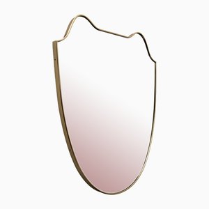 Mid-Century Modern Italian Brass Wall Mirror attributed Gio Ponti, 1950s