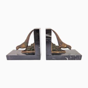 Sujetalibros modernistas con bases de mármol, años 10. Juego de 2