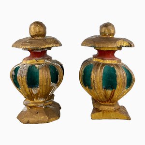 Fermalibri antichi in legno di recupero, set di 2