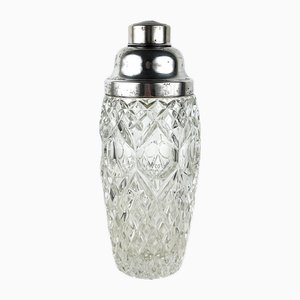 Italienischer Vintage Cocktail Shaker aus Kristallglas & Silber, 1940er