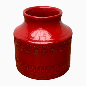 Rote italienische Mid-Century Rimini Keramikvase von Aldo Londi für Bitossi, 1960er