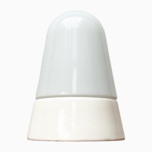 Minimalistische Mid-Century Deckenlampe aus Keramik & Glas, 1950er