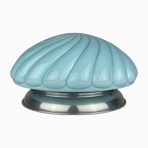 Vintage Blue Opaline Table Lamp, Italy, 1950s