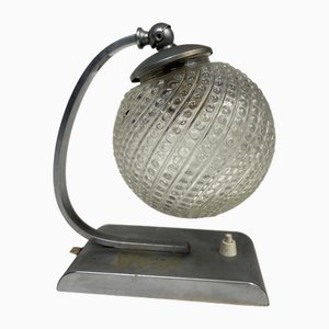 Lampe de Bureau Art Déco en Verre Incrusté, 1930s