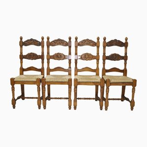Mid-Century Spanish Rustic Sevlille Chairs, Set of 4