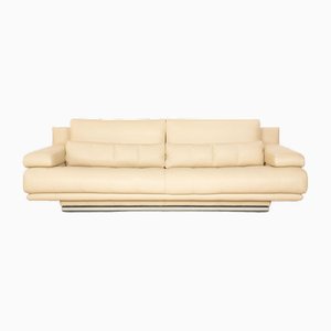 6500 Leather Three Seater Cream Sofa from Rolf Benz