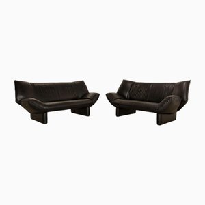 Tango Leather Black Two-Seater Sofa from Leolux, Set of 2