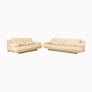 6500 Leather Sofas in Cream from Rolf Benz, Set of 2
