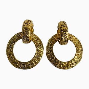 Coco Mark Circle Motif Earrings in Gold from Chanel, Set of 2