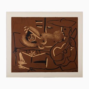 Pablo Picasso, Lying Woman and Guitarist in Hat, 1962, Lithograph