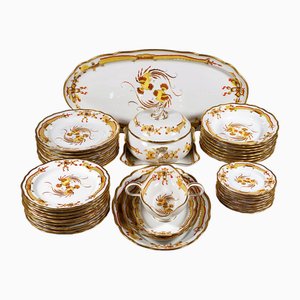 19th Century Dinner Set Rich Dragon in Yellow with Red & Gold from Meissen, Set of 40