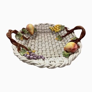 Large Woven Earthenware Cup with Fruit Decor