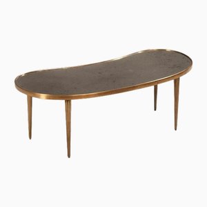 Brass and Black Glass Coffee Table, 1940s