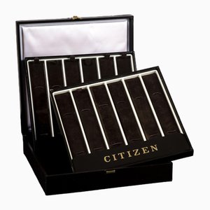 Vintage Uhrenbox aus Kunstleder & Stoff von Citizen, 1970er