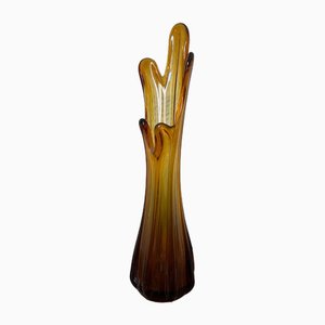 Mid-Century Modern Murano Vase in Amber Colored Glass, 1970s