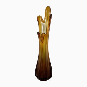 Vase Murano Mid-Century en Verre Coloré Ambré, 1970s