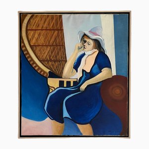 De Graeve, Dame im blauen Kleid, Malerei