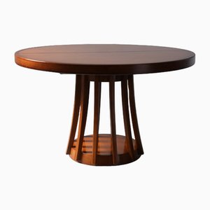 Round Table Dining Table in Walnut attributed to Angelo Mangiarotti, Italy, 1970s