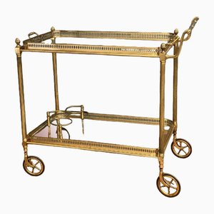 Brass and Bronze Rolling Trolley from Maison Jansen, 1970s