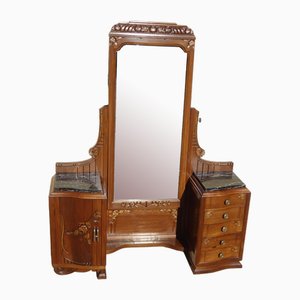Art Deco Walnut Dressing Table with Tilting Mirror, 1930s