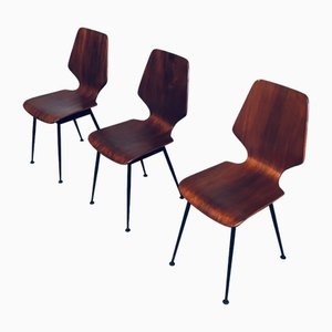Carlo Ratti zugeschriebene Mid-Century Modern Plywood Beistellstühle für Legni Curvati, Italien, 1950er, 3 . Set