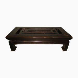 Chinese Low Table with Fretwork Top and Horse Hoof Feet, 1900s