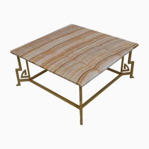 Couchtisch mit Quadratischer Tischplatte aus Onyx und Gestell aus Schmiedeeisen von Cupioli Living